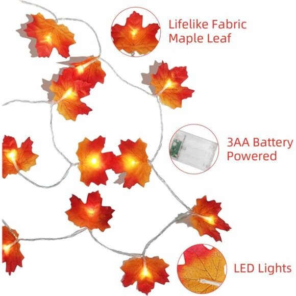 Thanksgiving Decorations Lights LED Indoor Outdoor‎ String Lights for Home Décor - Picture 2 of 6